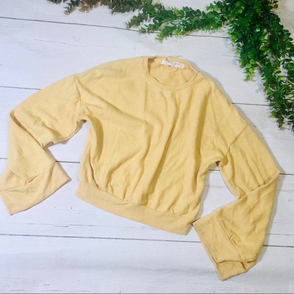 Project Social T Yellow Cropped Pullover Sweater
